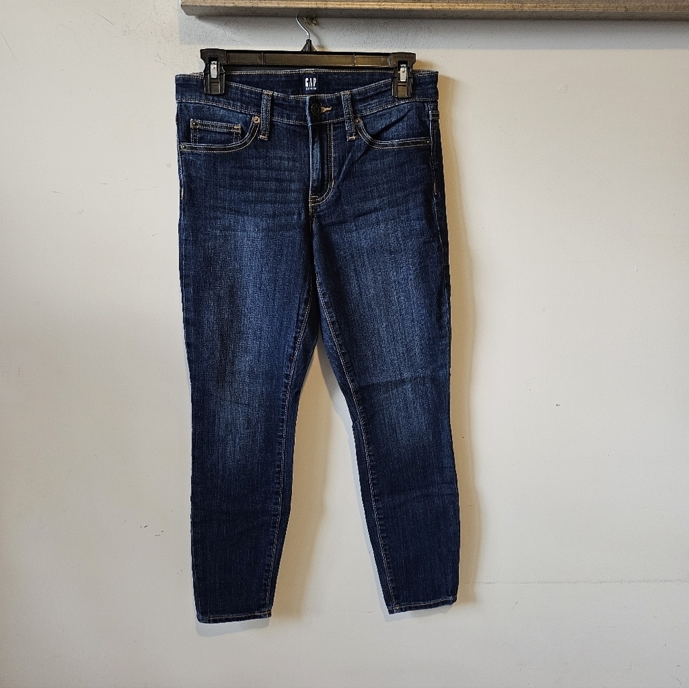 GAP Dark Indigo Wash Mid-Rise Skinny Fit Ankle Jeans Jeggings Sz. 26